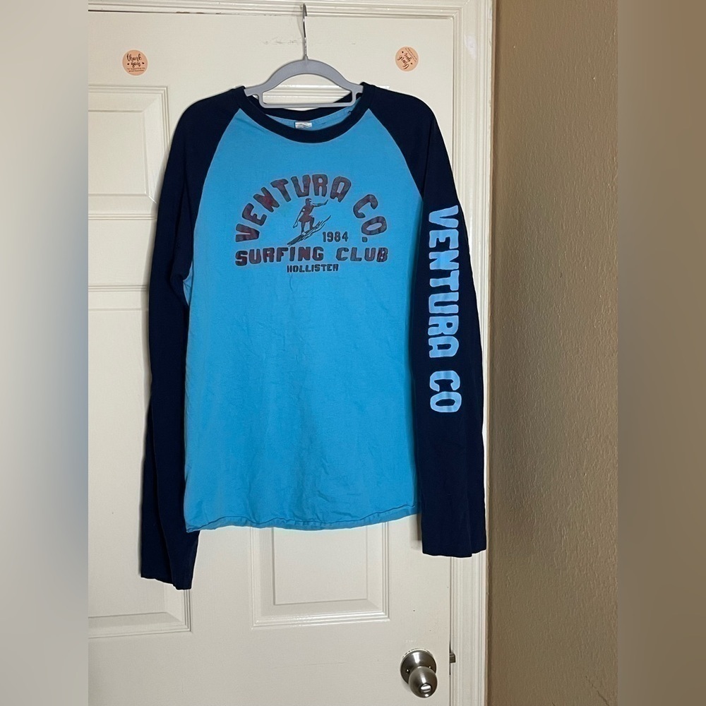 Hollister Trusty Tees Ventura Co. Surfing Club Raglan Long Sleeve Tee XLarge    - Picture 6 of 8